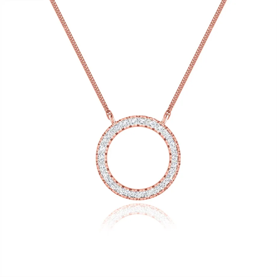 0.23 TCW Round Moissanite Diamond Circle Pendant Necklace