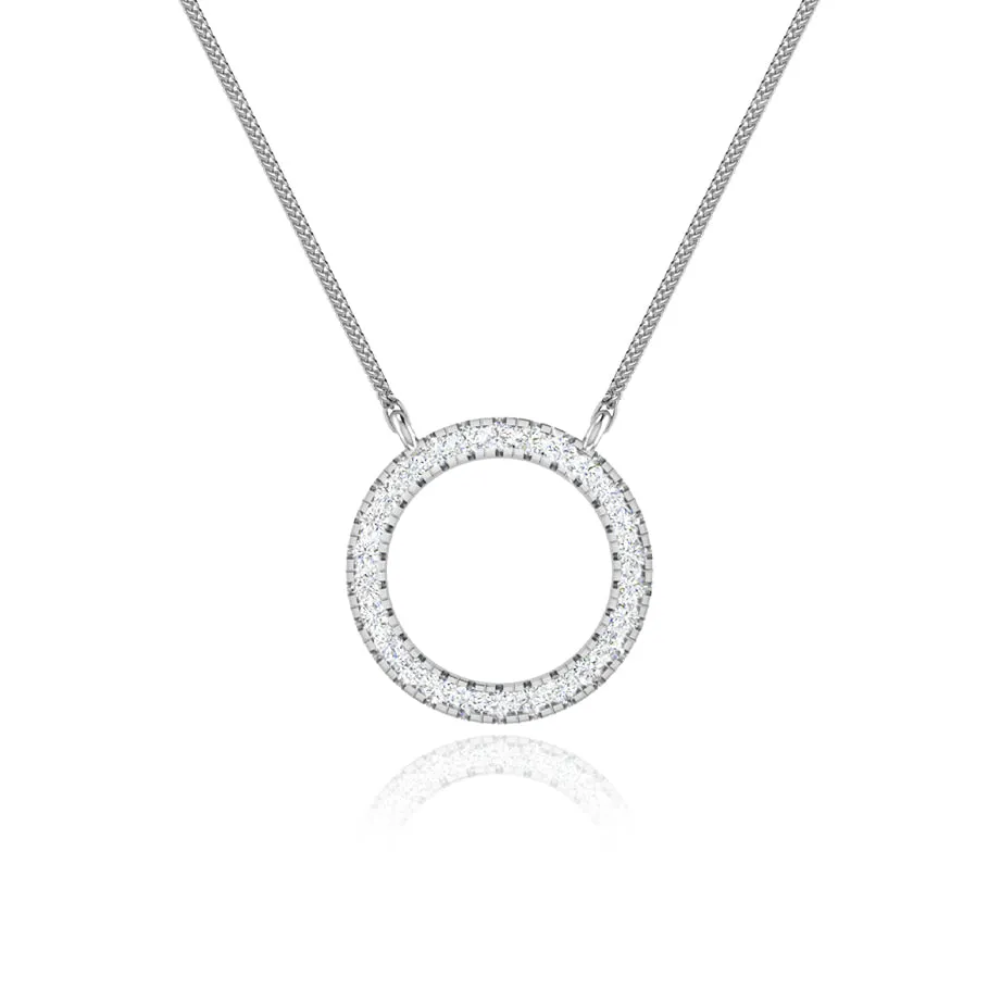 0.23 TCW Round Moissanite Diamond Circle Pendant Necklace