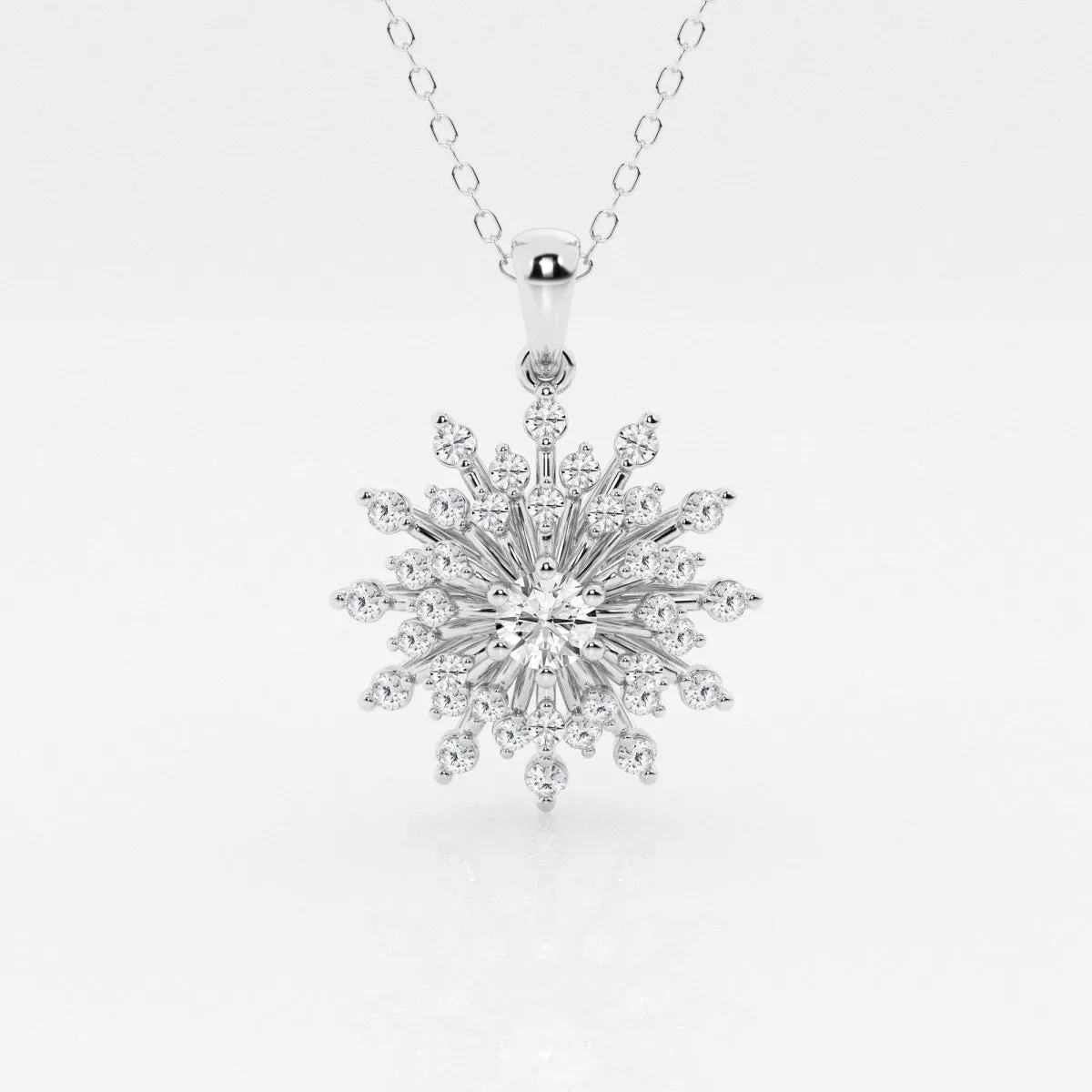 0.69 TCW Round Moissanite Diamond Sunbrust Pendant Necklace