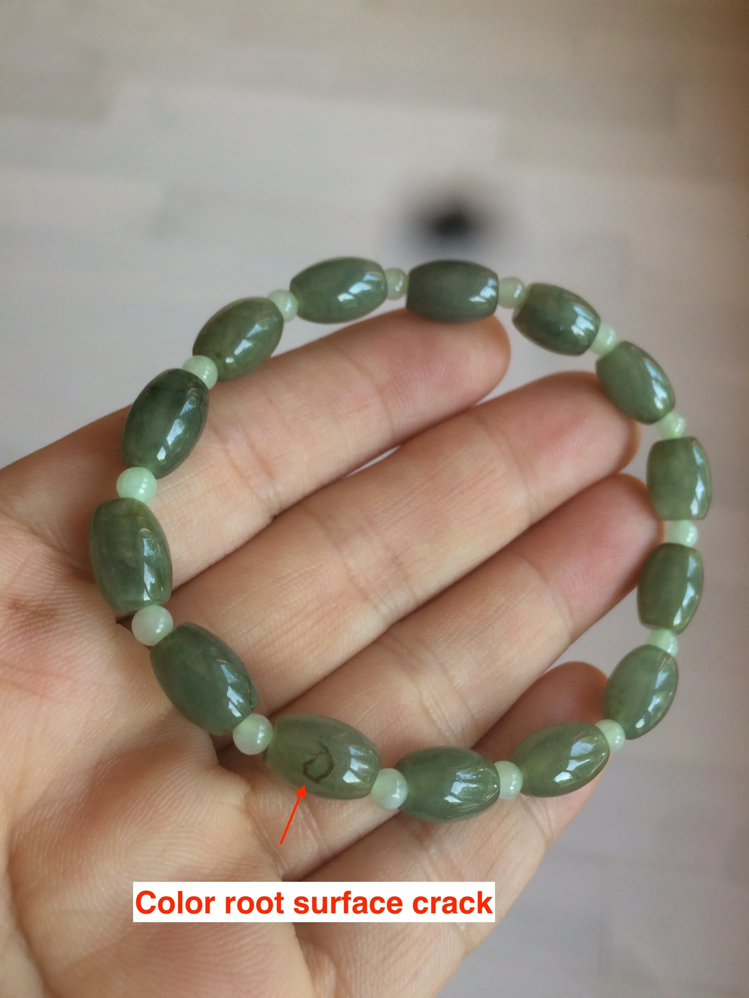 100% natural  type A oily dark green olive  round jadeite jade bead  bracelet AT91