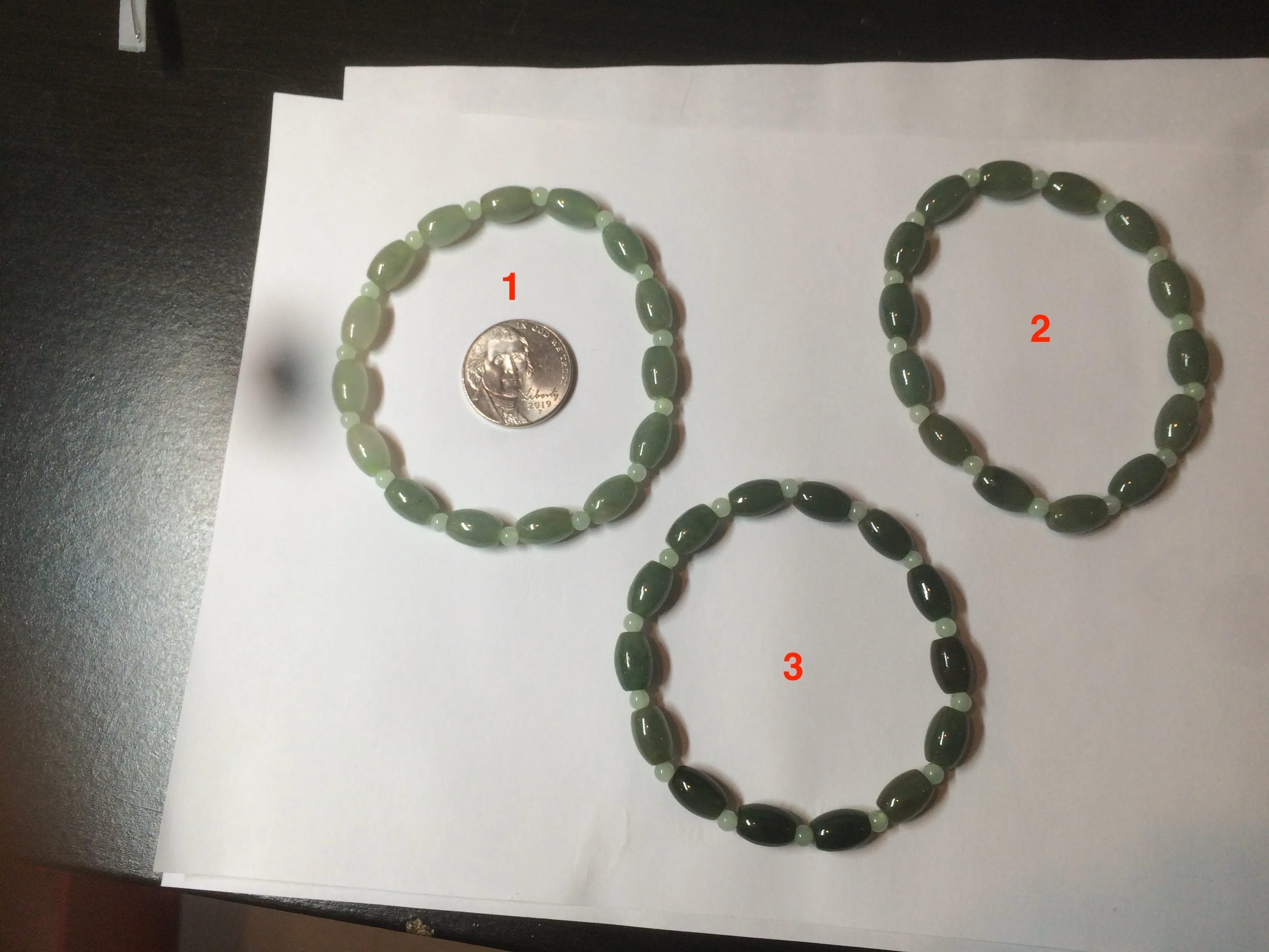 100% natural  type A oily dark green olive  round jadeite jade bead  bracelet AT91