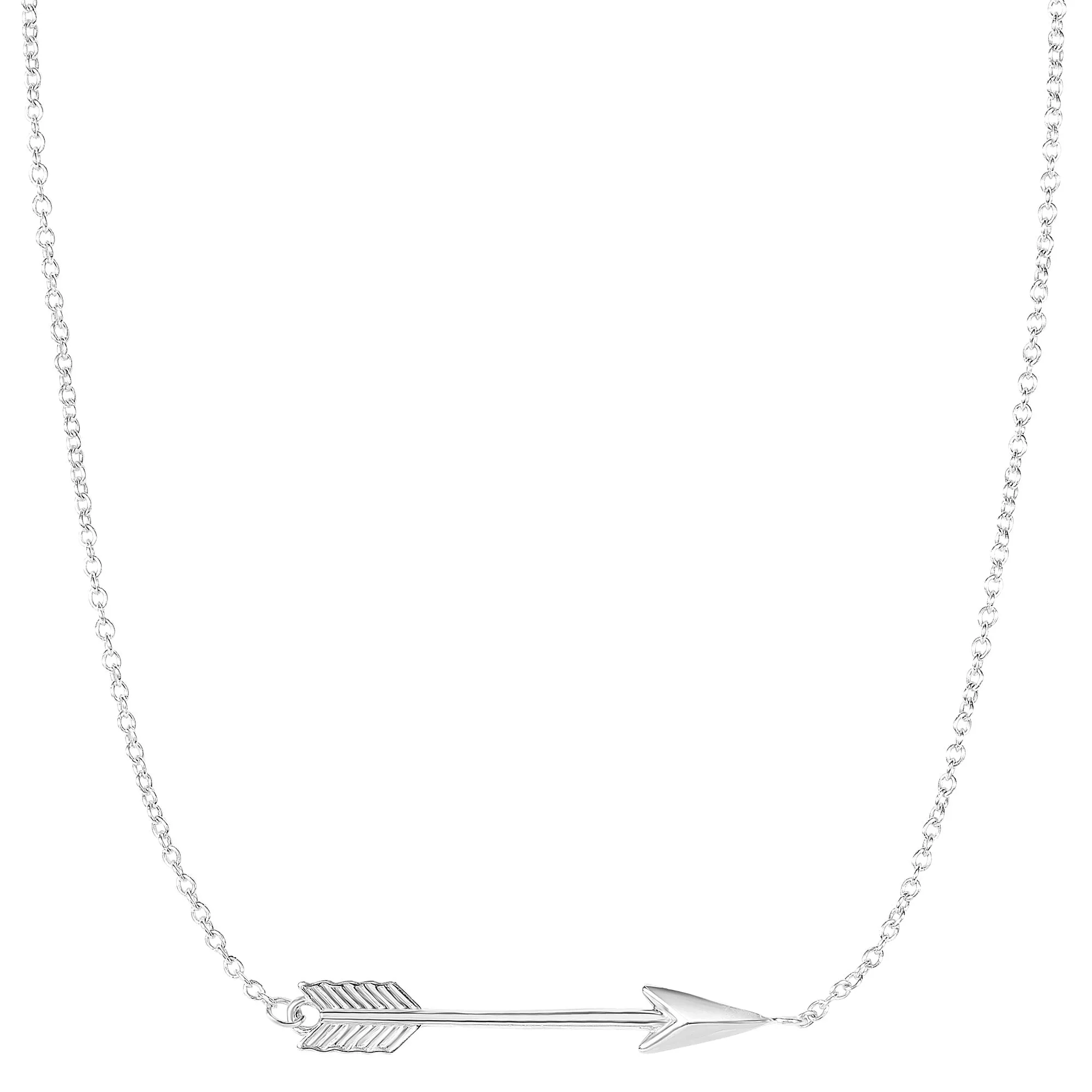 14k Gold Side Ways Arrow Necklace, 17 To 18 Adjustable