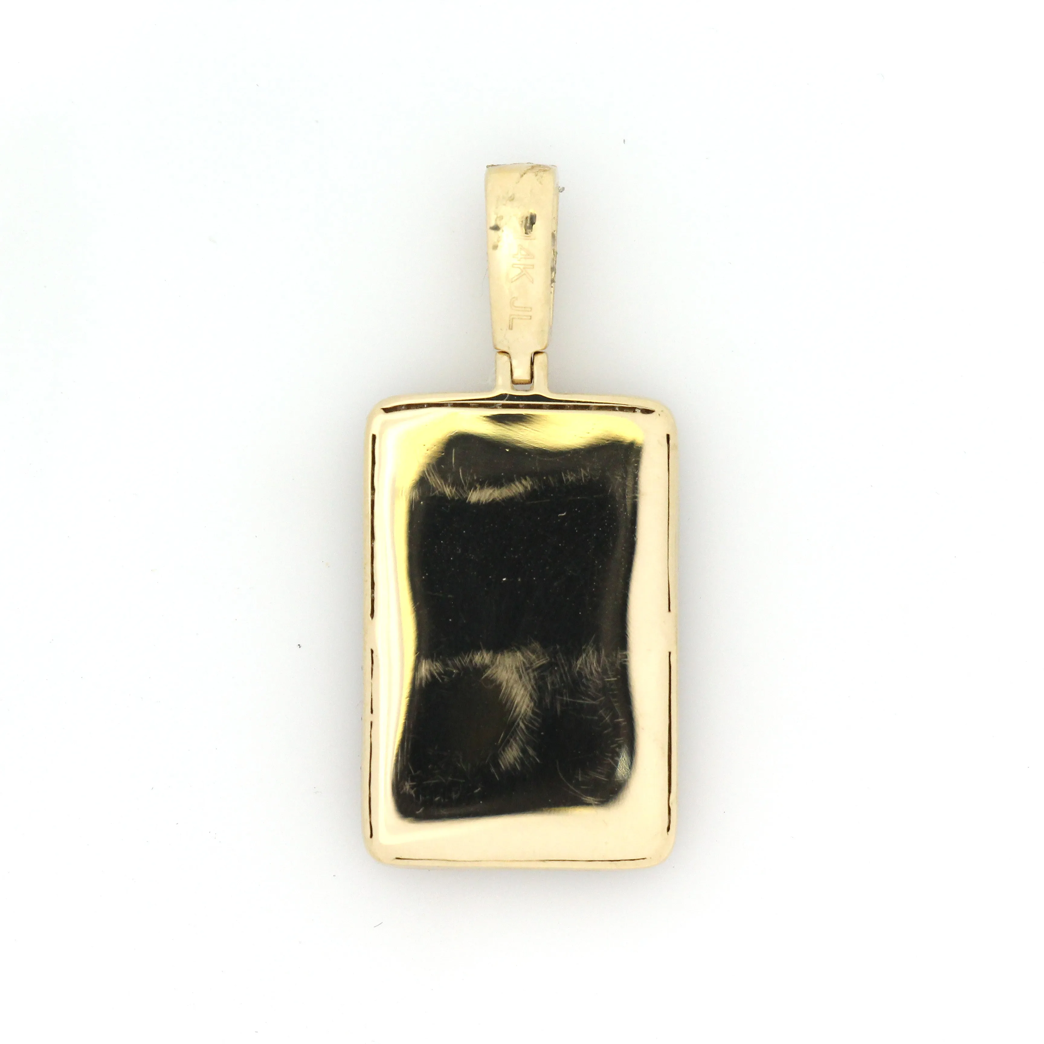 14K Yellow Gold Dog Tag Pendant 3.6 Ctw