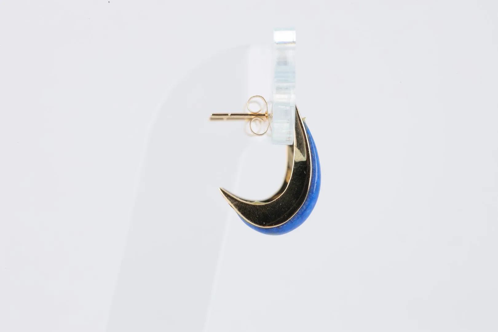 14k Yellow Gold Lapis Lazuli Inlay Earrings (2.26g.)