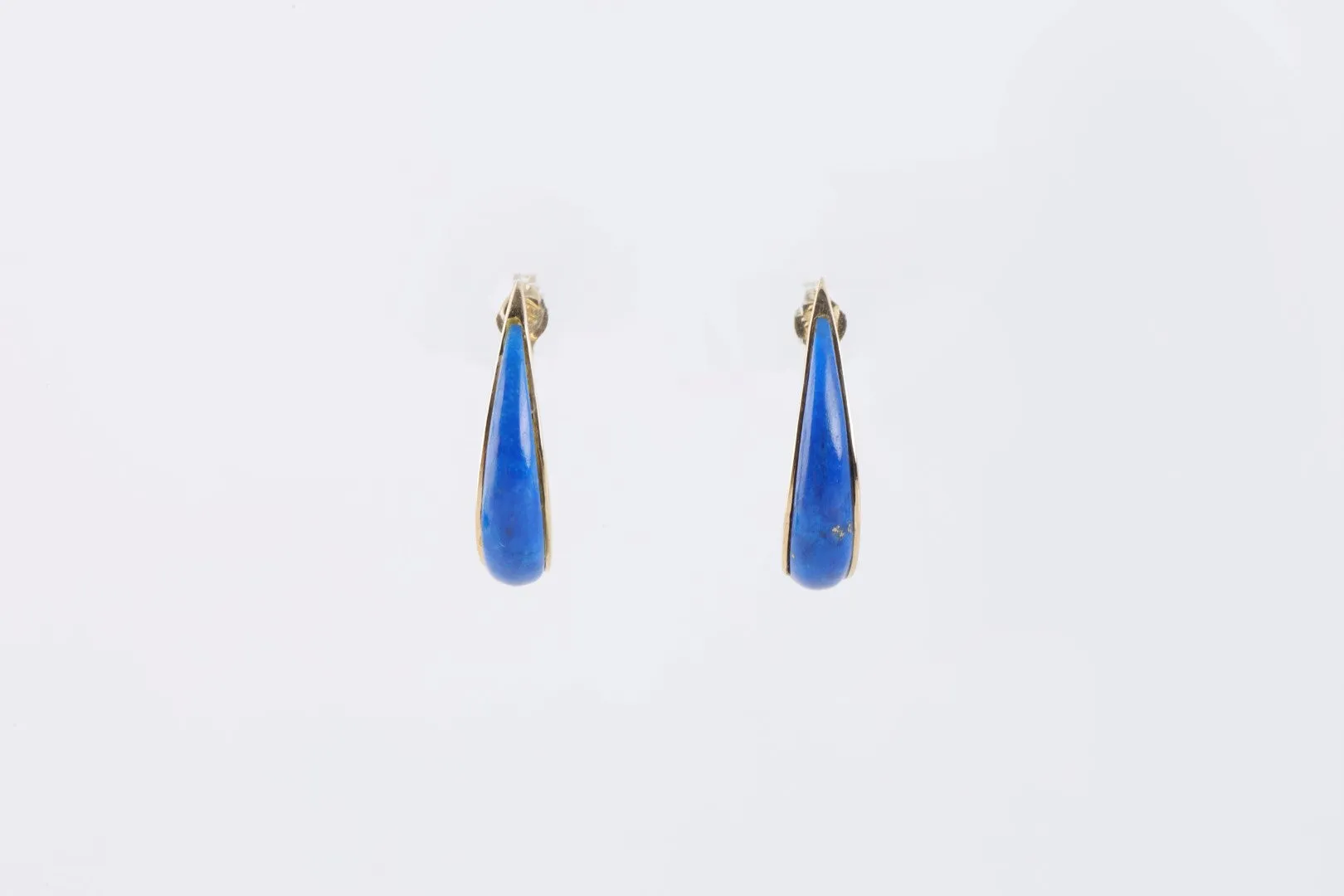 14k Yellow Gold Lapis Lazuli Inlay Earrings (2.26g.)