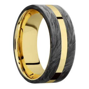 14K Yellow Gold with Polish Finish and Forged Carbon Fiber Inlay