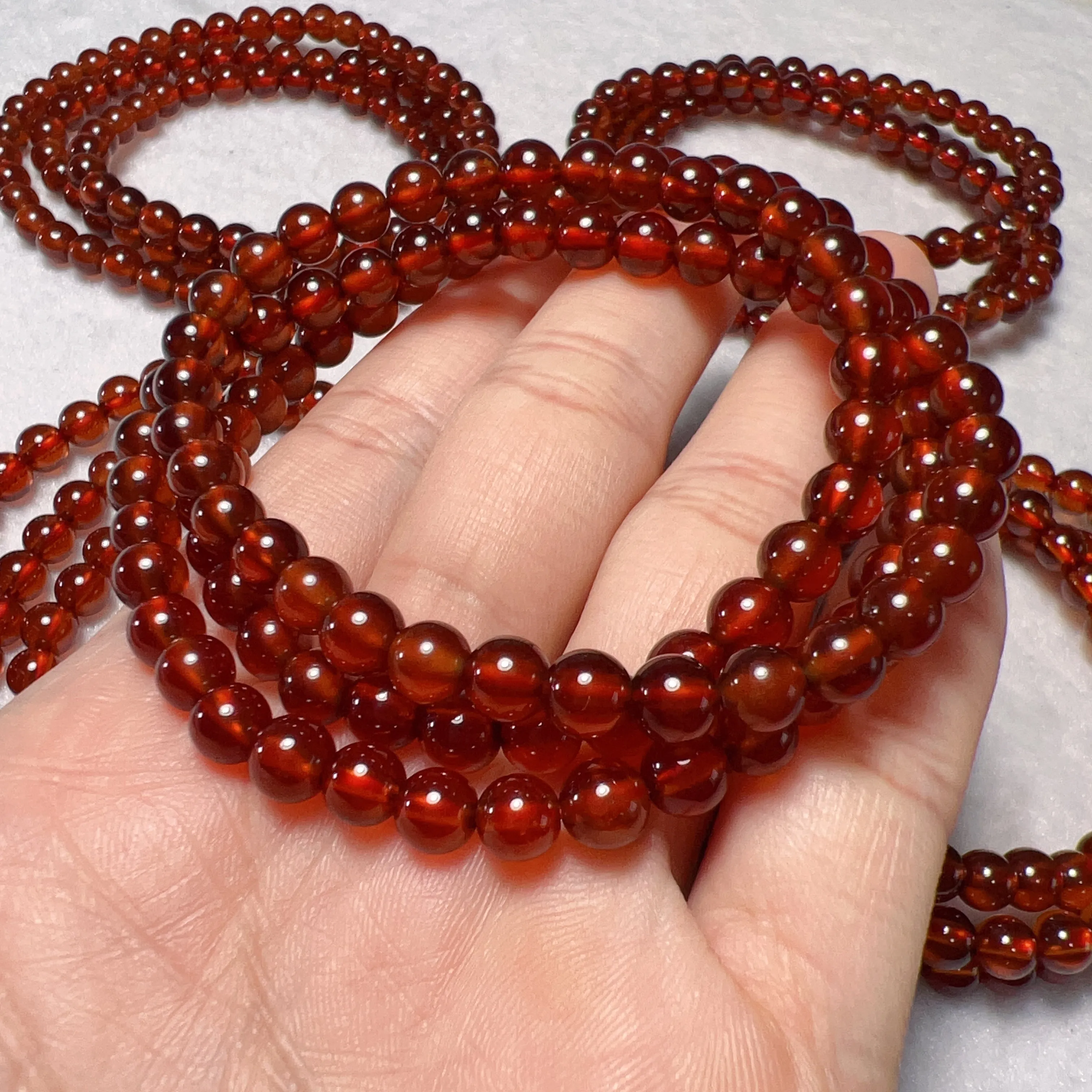 3-Wraps 5.6mm Natural High-clarity Spessartine Orange Garnet Beaded Bracelets for DIY Jewelry Project