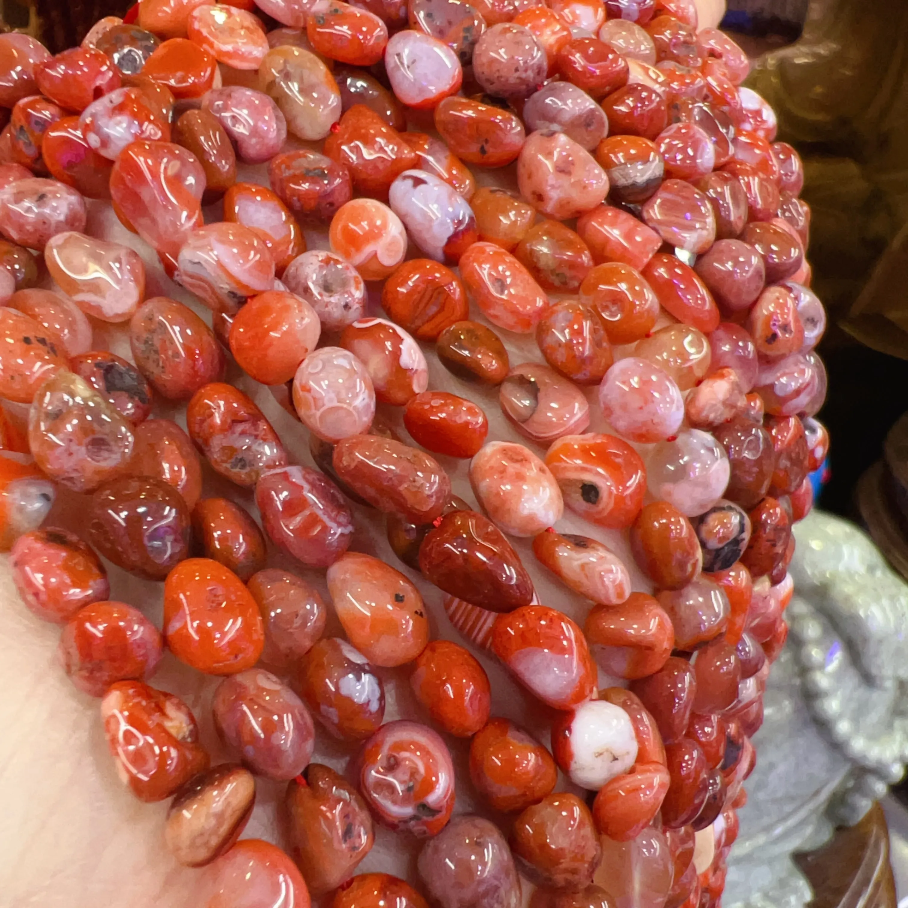 7.5x8.5mm Natural Red Agate Free-formed Bead Strands DIY Jewelry Project Supply