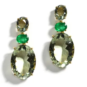 A & Furst - Party - Drop Earrings with Prasiolite, Emeralds and Prasiolite, 18k Yellow Gold