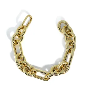 AFJ Gold Collection - Round and Oval Open Link Chain Bracelet, Yellow Gold