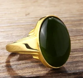 Agate Men's Ring in 10k Yellow Gold, Men's Statement Ring