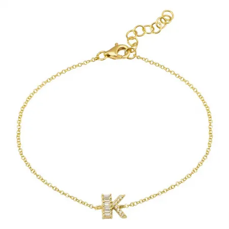 Baguette   Pave Initial Bracelet