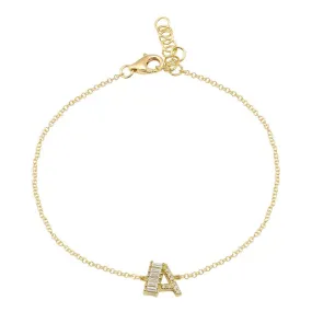 Baguette   Pave Initial Bracelet