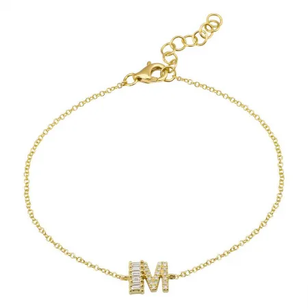 Baguette   Pave Initial Bracelet