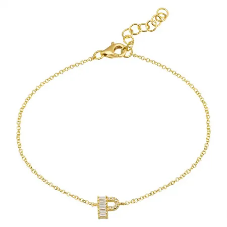 Baguette   Pave Initial Bracelet