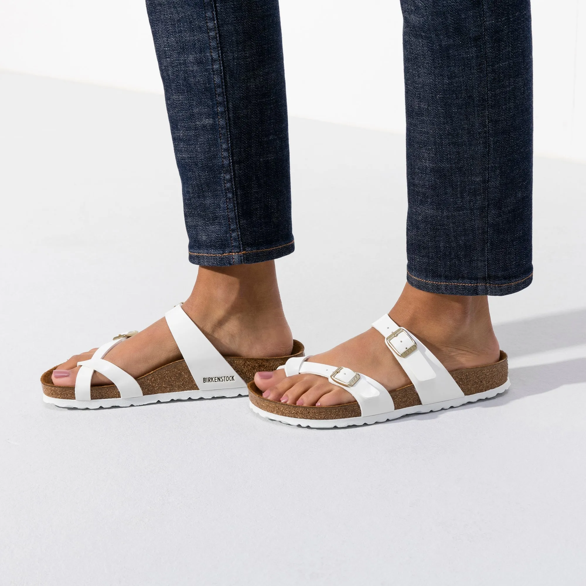 Birkenstock Mayari Birko-Flor White Patent Sandals