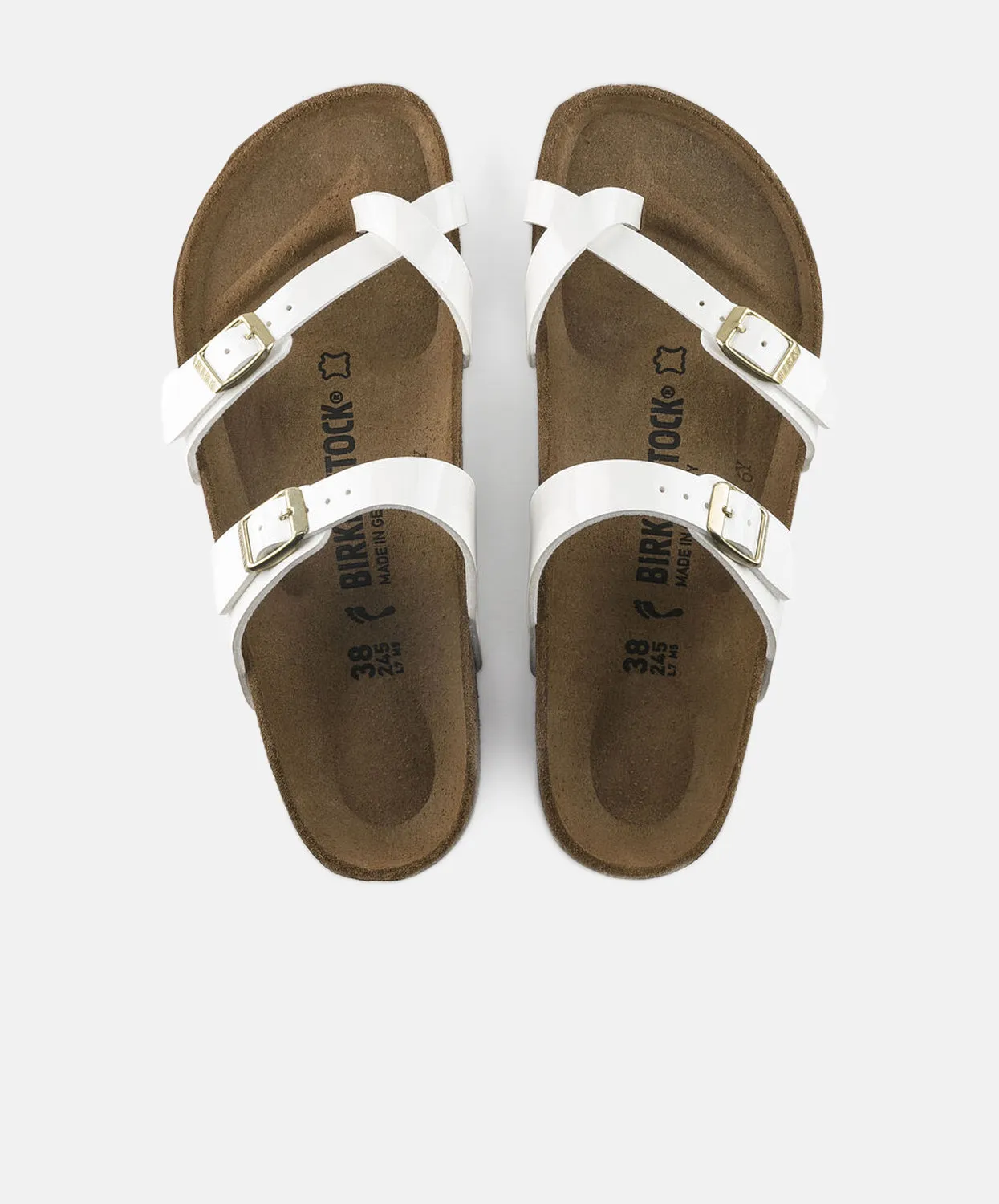 Birkenstock Mayari Birko-Flor White Patent Sandals