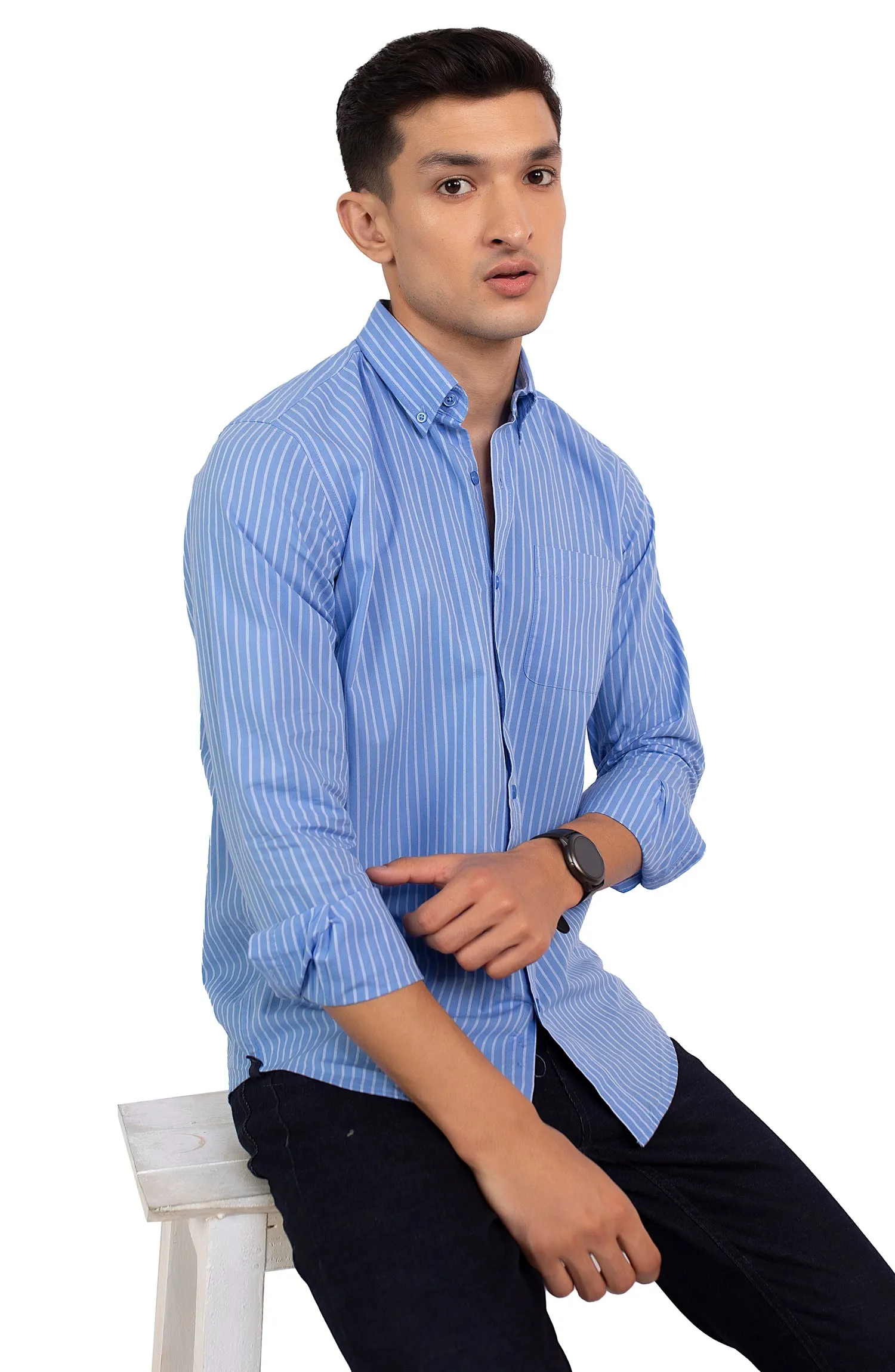 Blue Awning Stripes Cotton Shirt