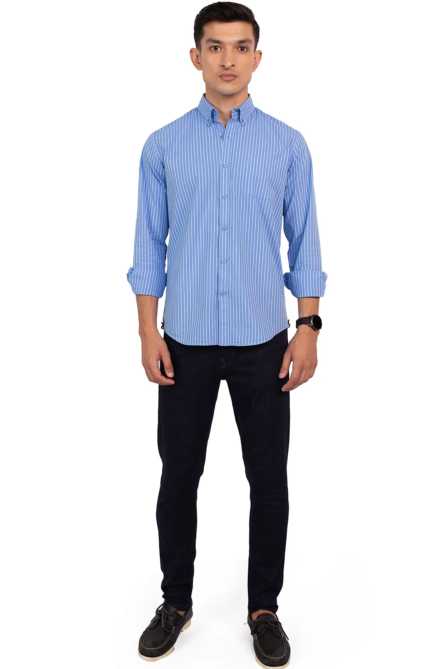 Blue Awning Stripes Cotton Shirt