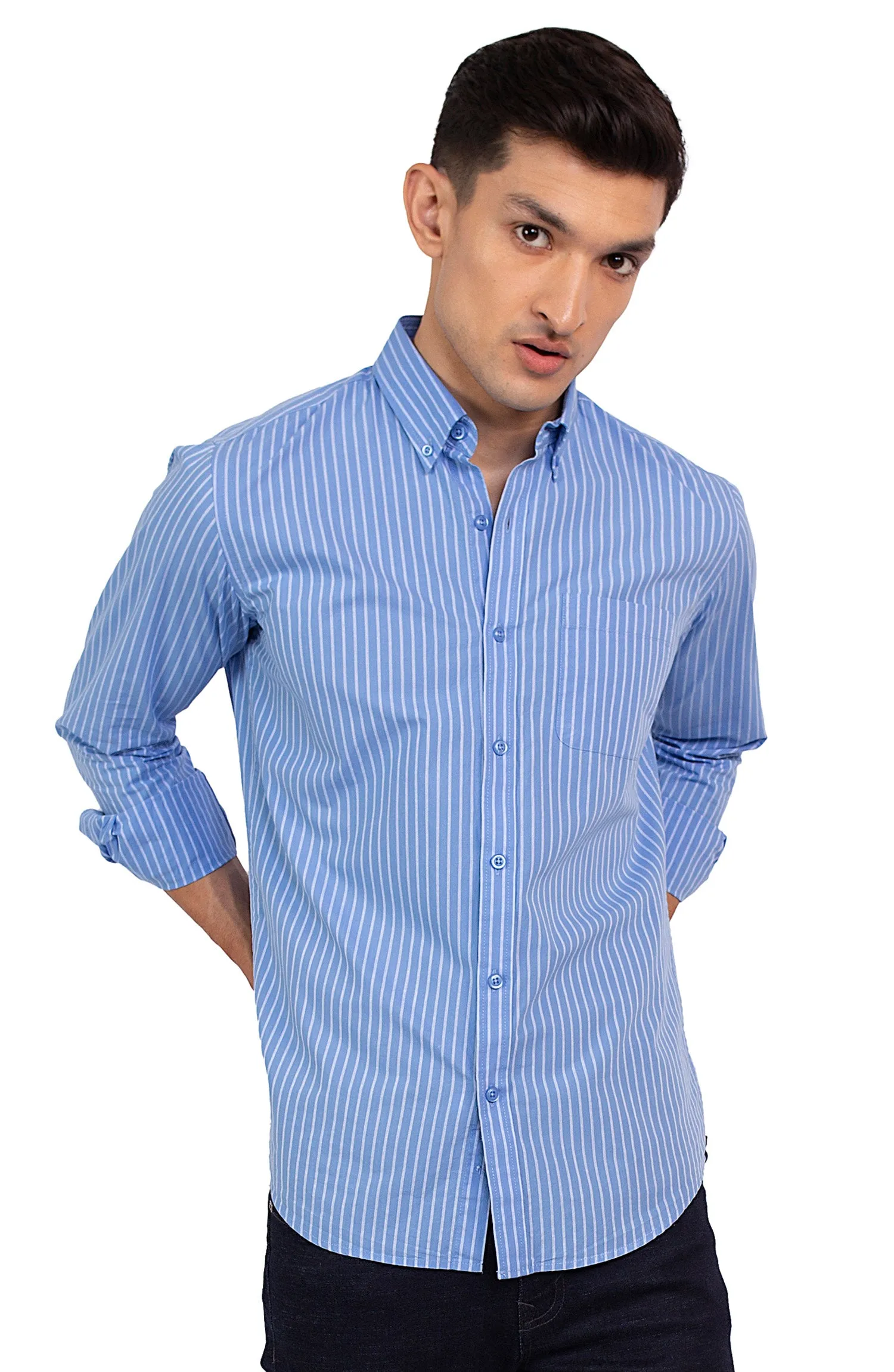 Blue Awning Stripes Cotton Shirt