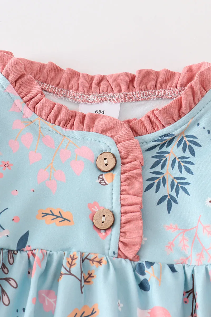 Blue floral print baby gown