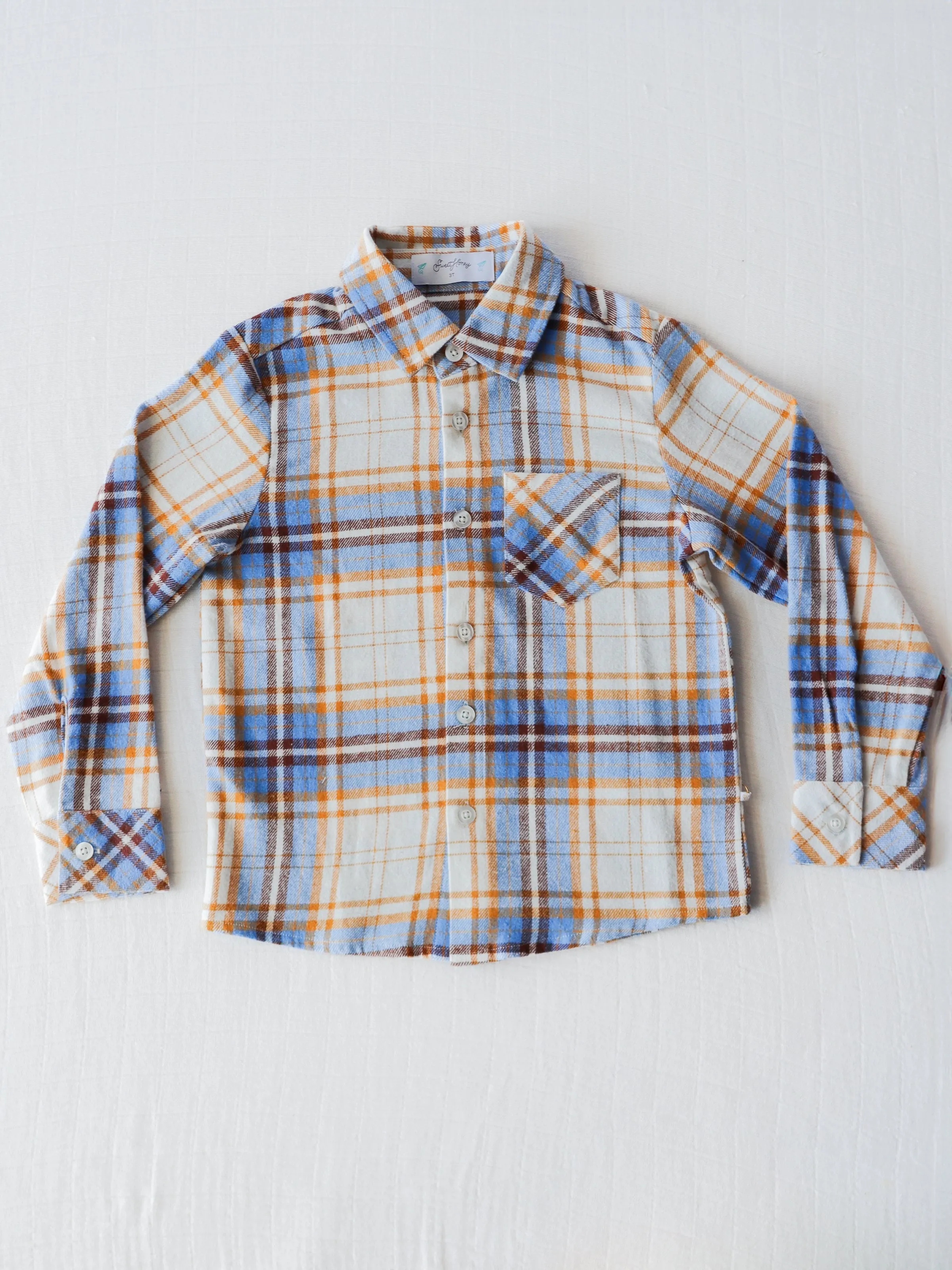 Button Up Shirt - Blue Stone Plaid