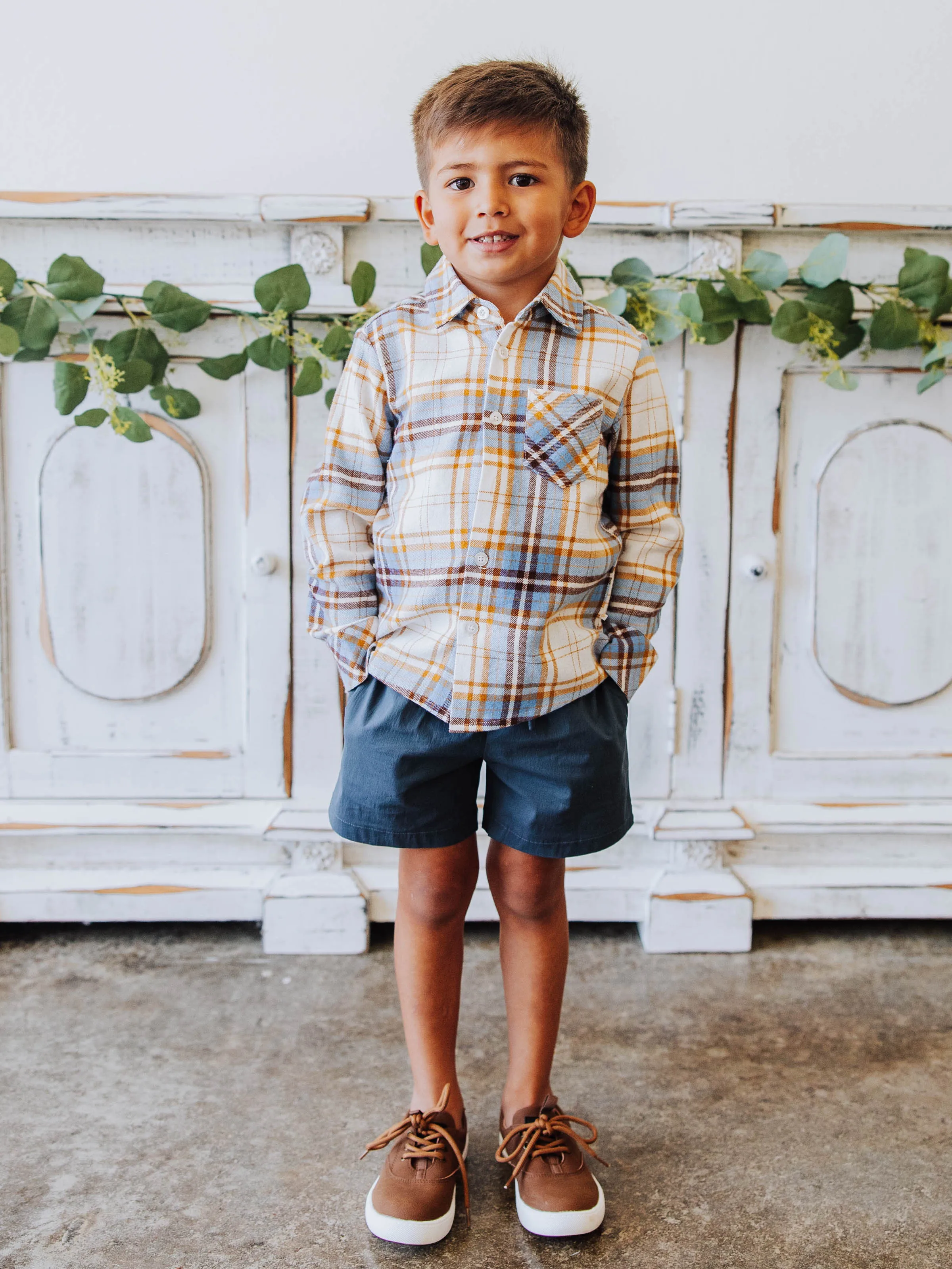 Button Up Shirt - Blue Stone Plaid