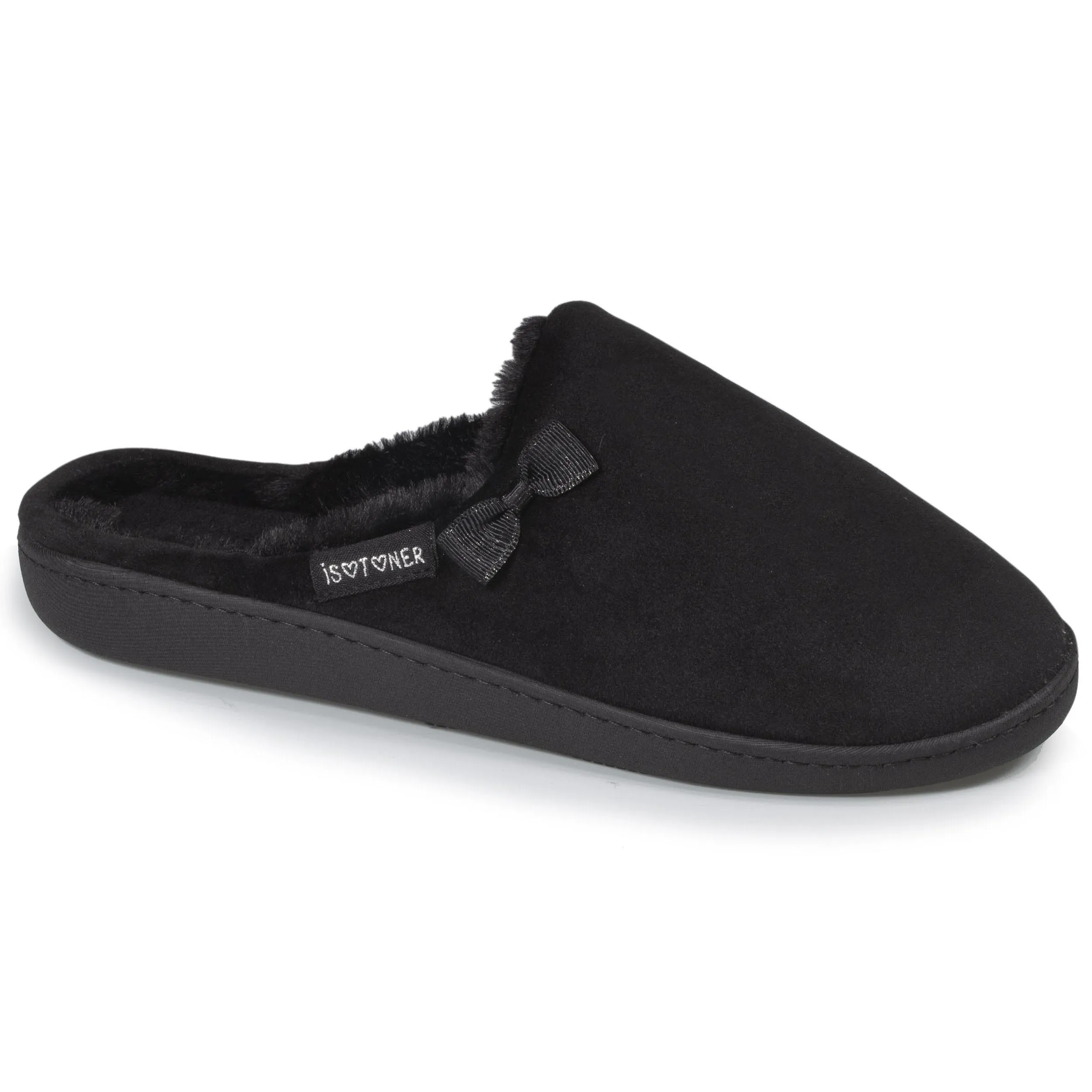 Chaussons mules Femme imitation fourrure Noir