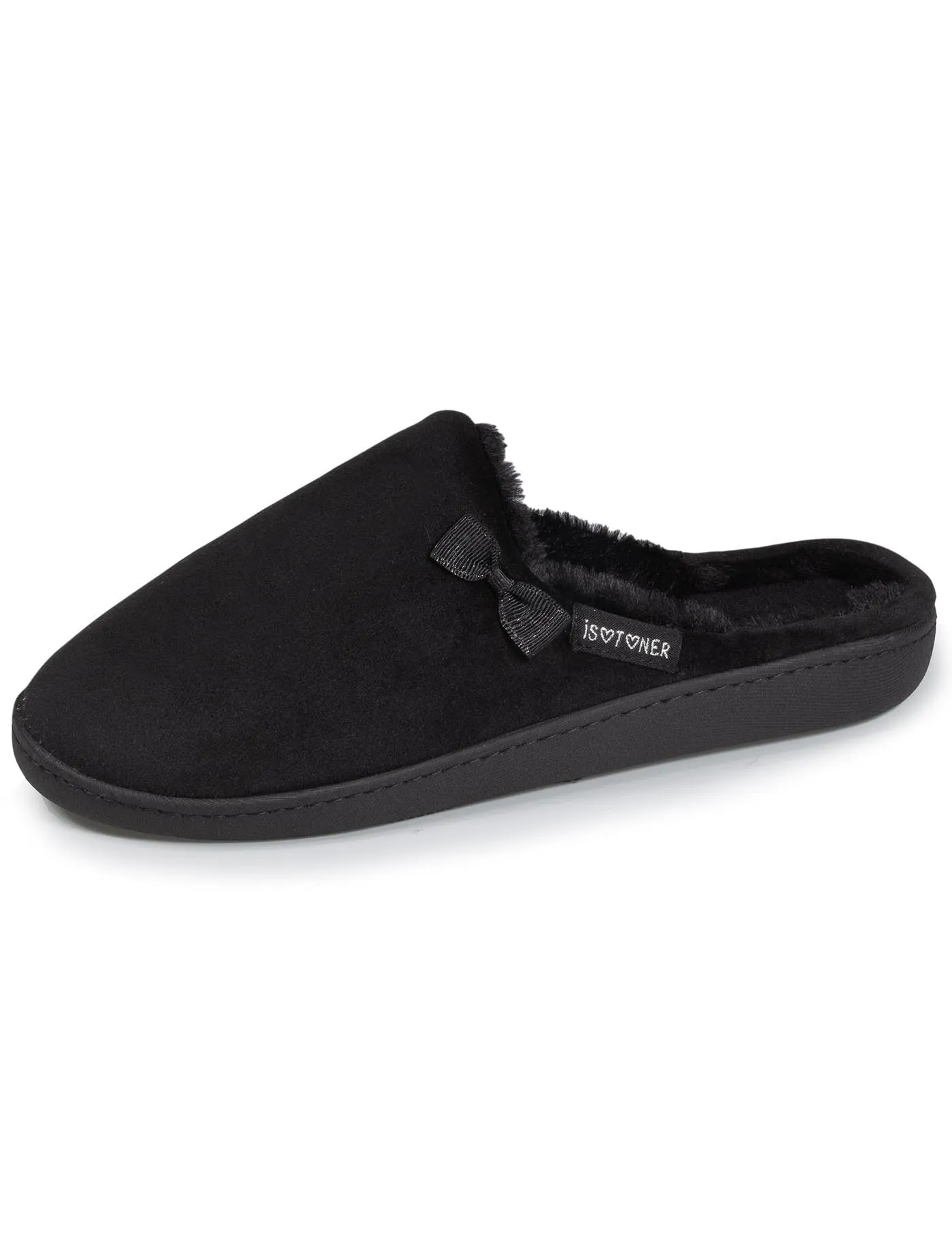 Chaussons mules Femme imitation fourrure Noir