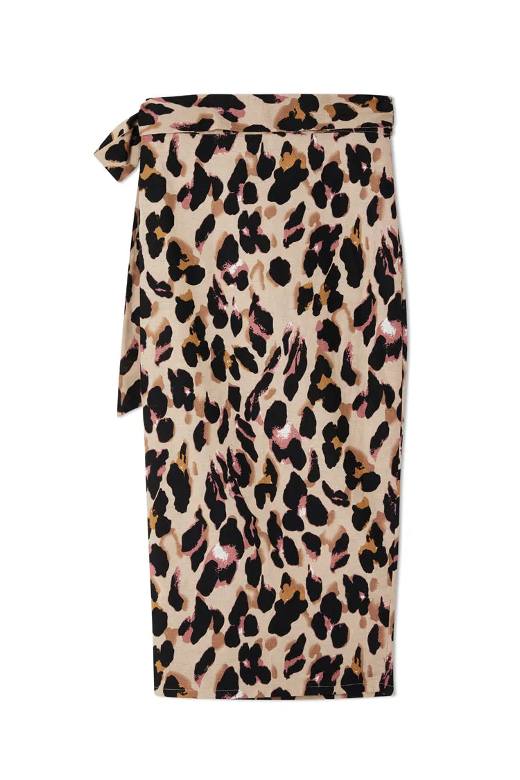 Cotton Linen Leopard Maxi Jaspre Skirt