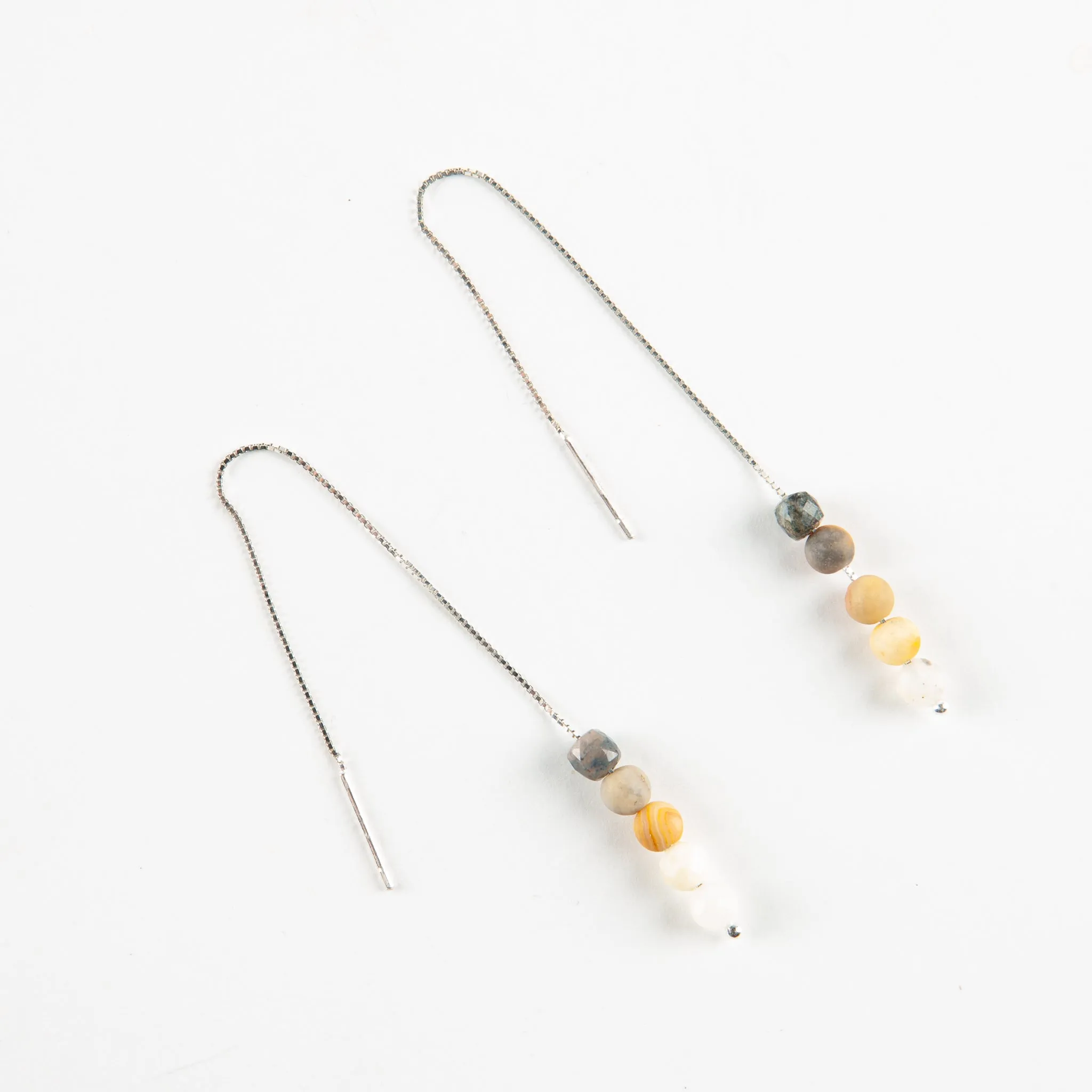 Crazy Lace Agate Threader Earrings