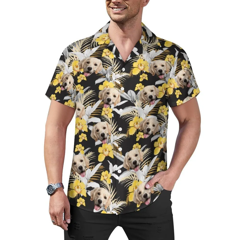 Custom Face Yellow Flower Matching Pet and Owner Hawaiian Shirts Custom Pet Shirt Gift