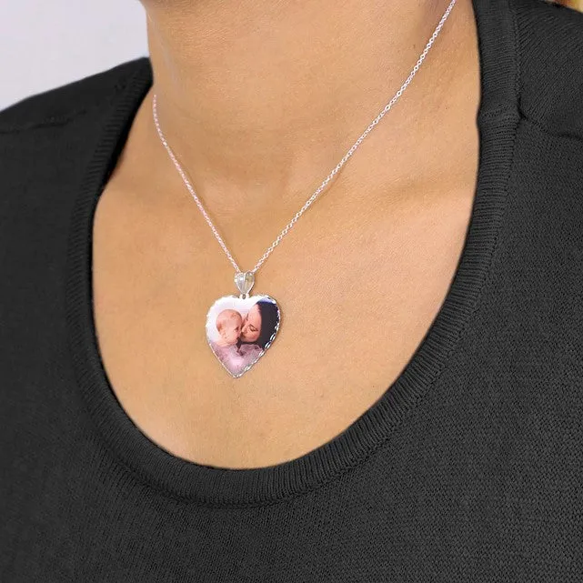 Custom Heart Photo Charm Necklace