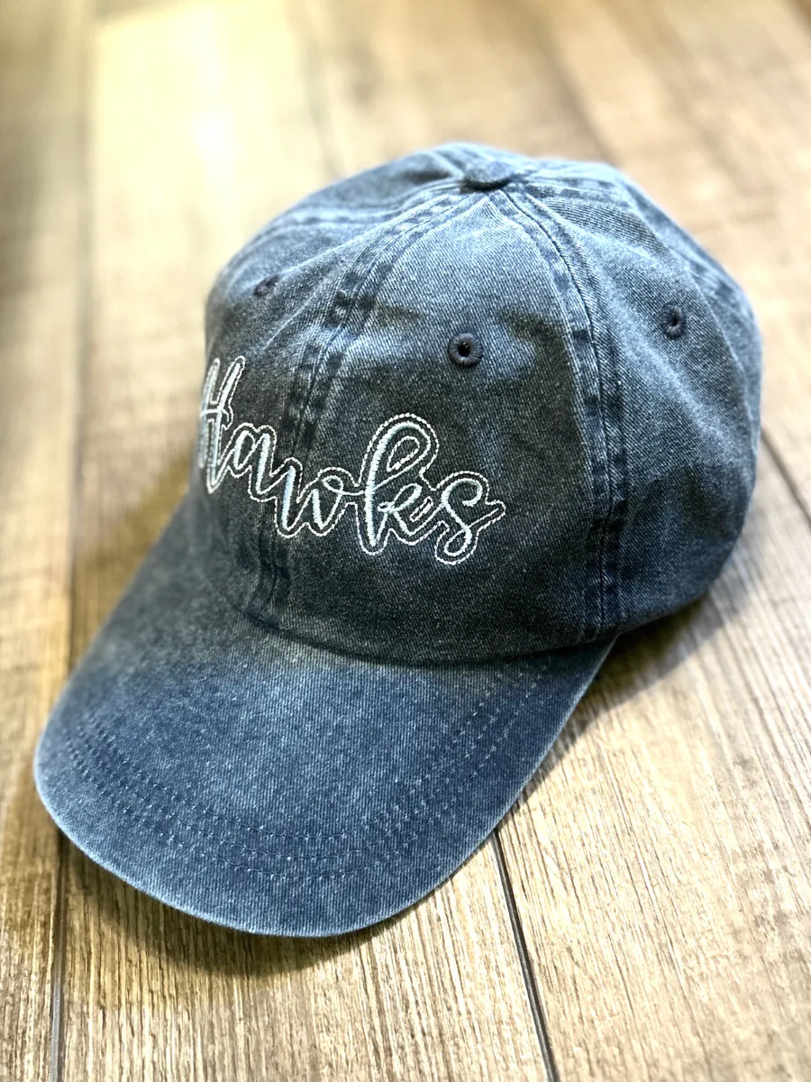 Custom Vintage Navy Embroidered Hawks Hat