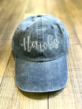 Custom Vintage Navy Embroidered Hawks Hat