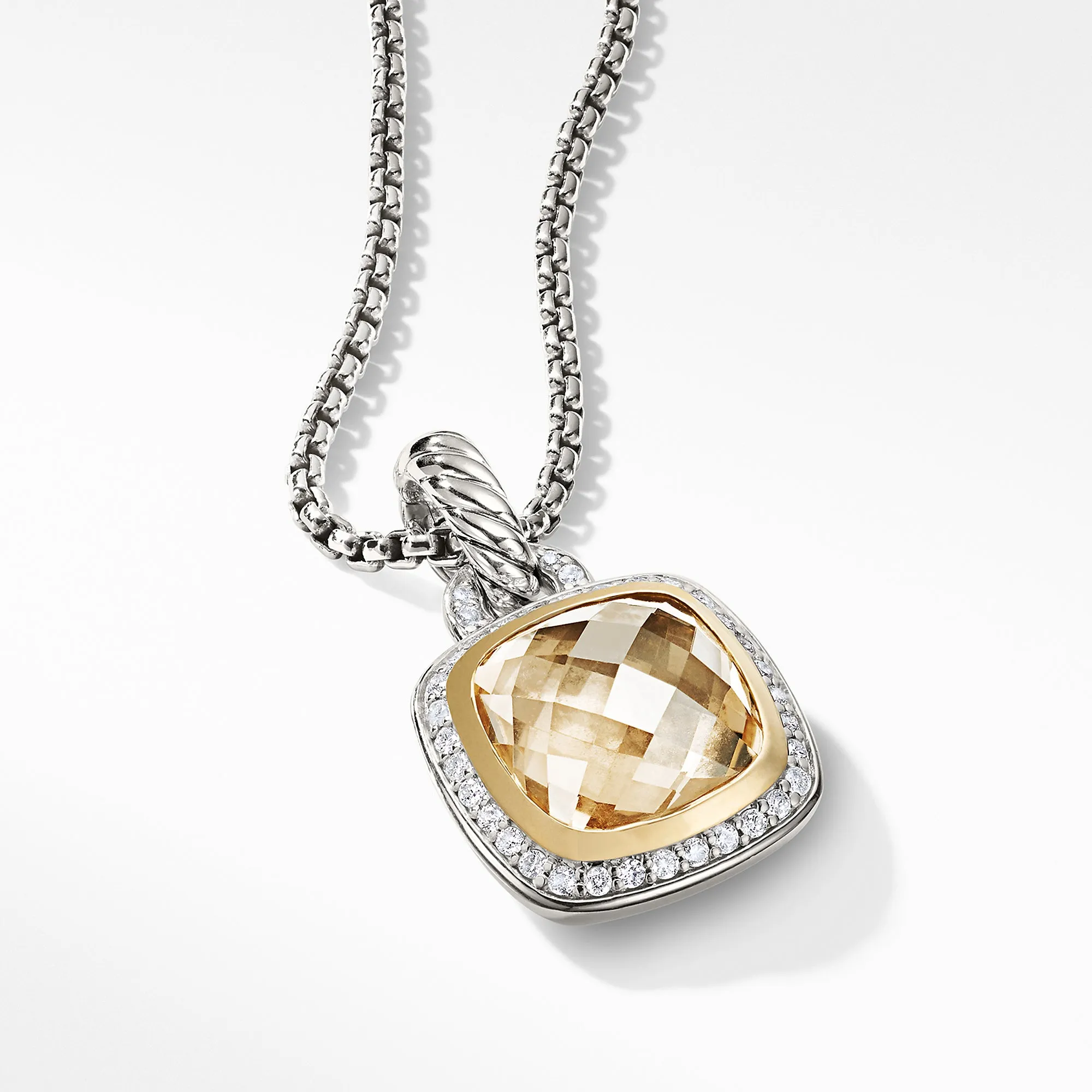 David Yurman Albion 11MM Pendant with Champagne Citrine and Diamonds with 18K Gold