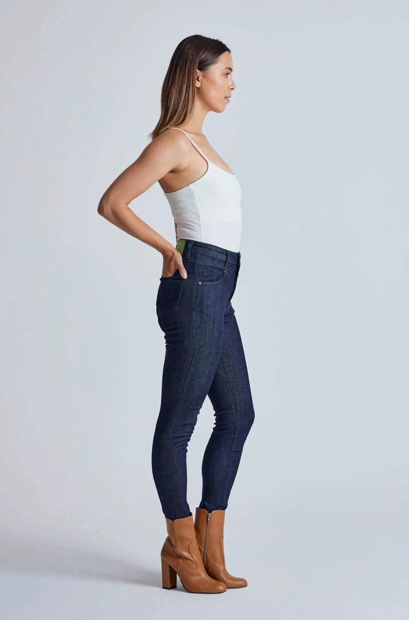 Deep Sea Nina High Waisted Skinny Jeans - GOTS Certified Organic Cotton and Recycled Polyester