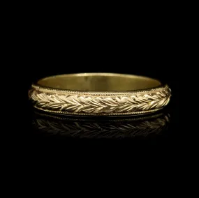 Diana Mitchell 18K Yellow Gold Estate Hand Engraved Band