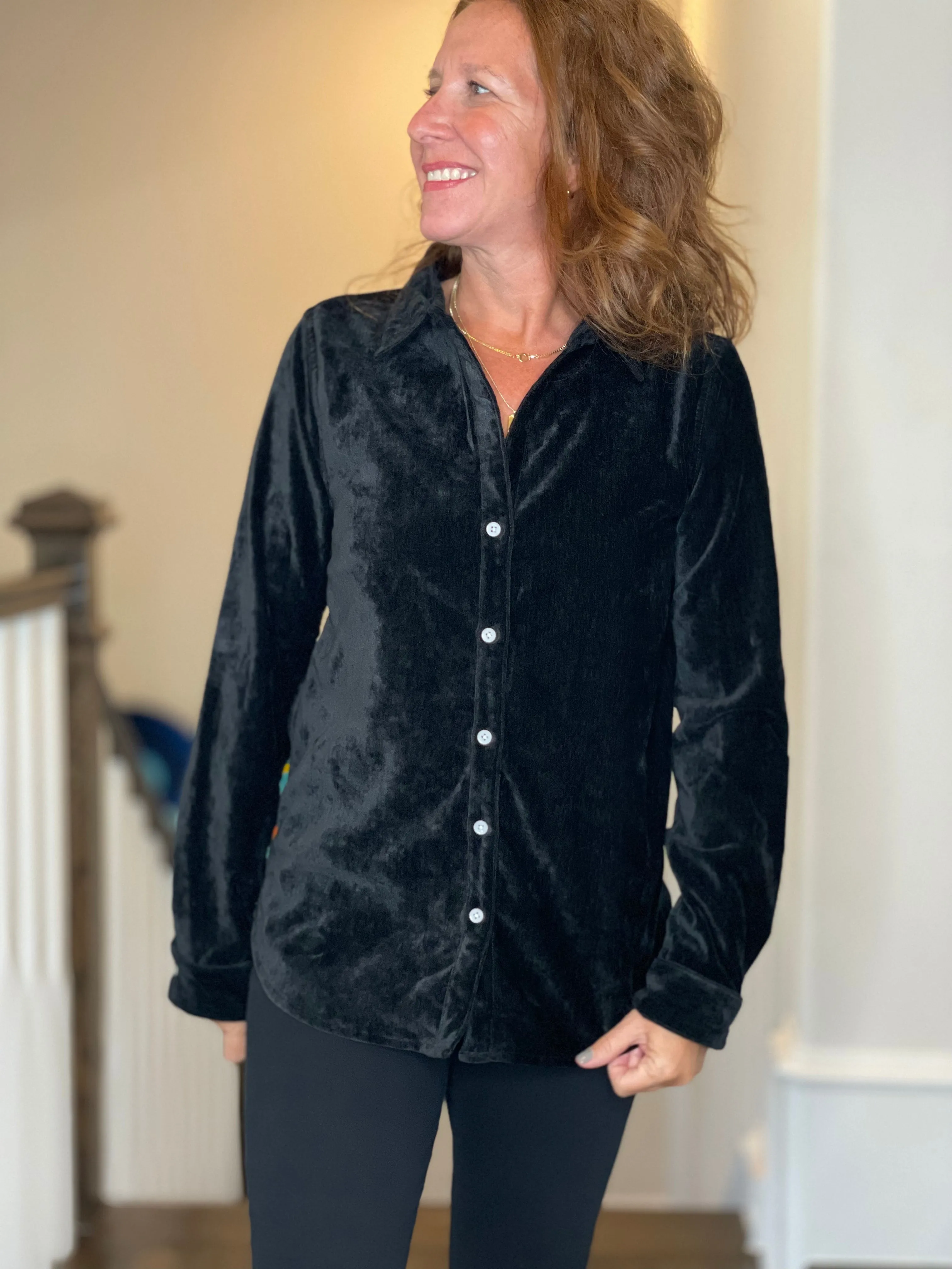 Dylan Classic Velvet Shirt in Black