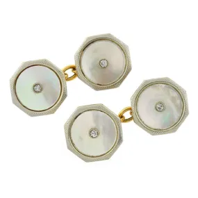 Edwardian Platinum/18kt Mother of Pearl Diamond Cufflinks