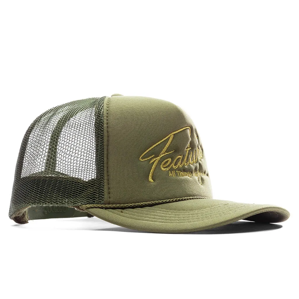 Feature x Wynn Shine Trucker - Olive Green