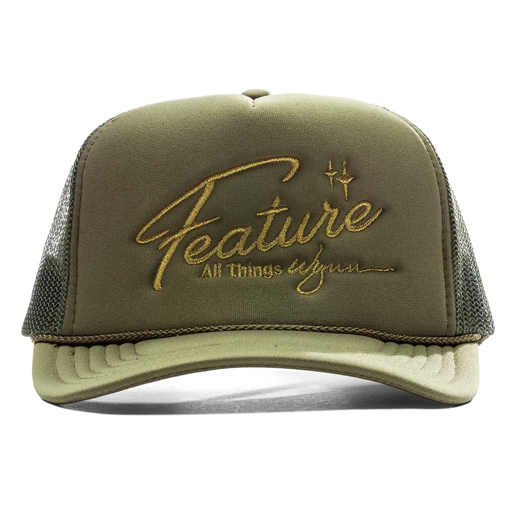 Feature x Wynn Shine Trucker - Olive Green