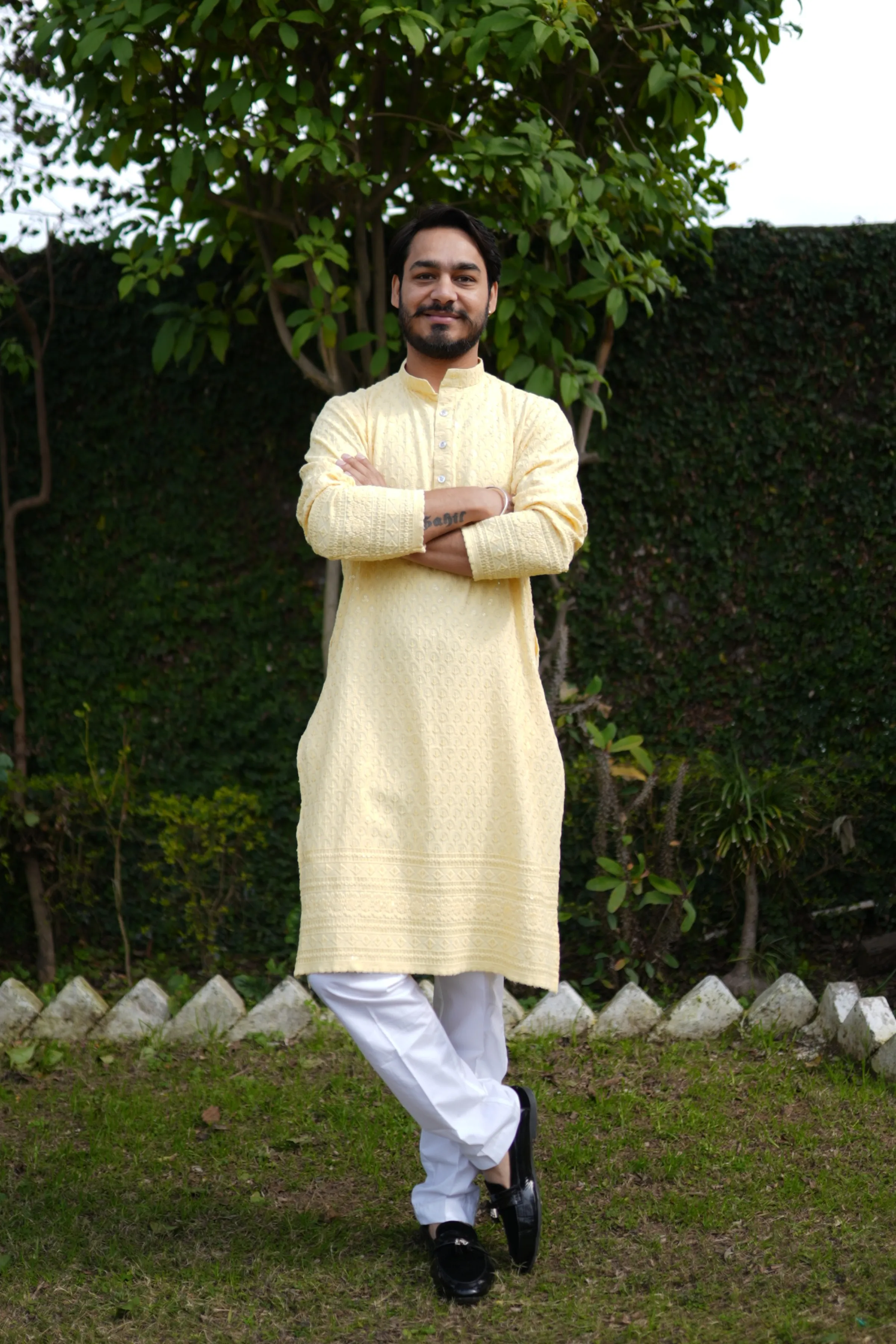 Festive Lemon Sequined Kurta Pajama