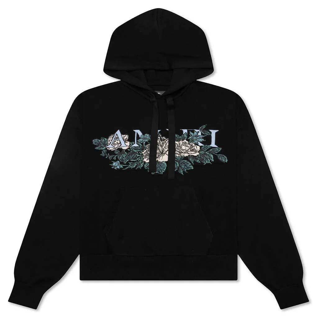 Floral Logo Hoodie - Black