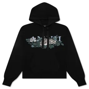 Floral Logo Hoodie - Black