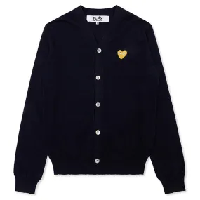 Gold Heart Cardigan - Navy