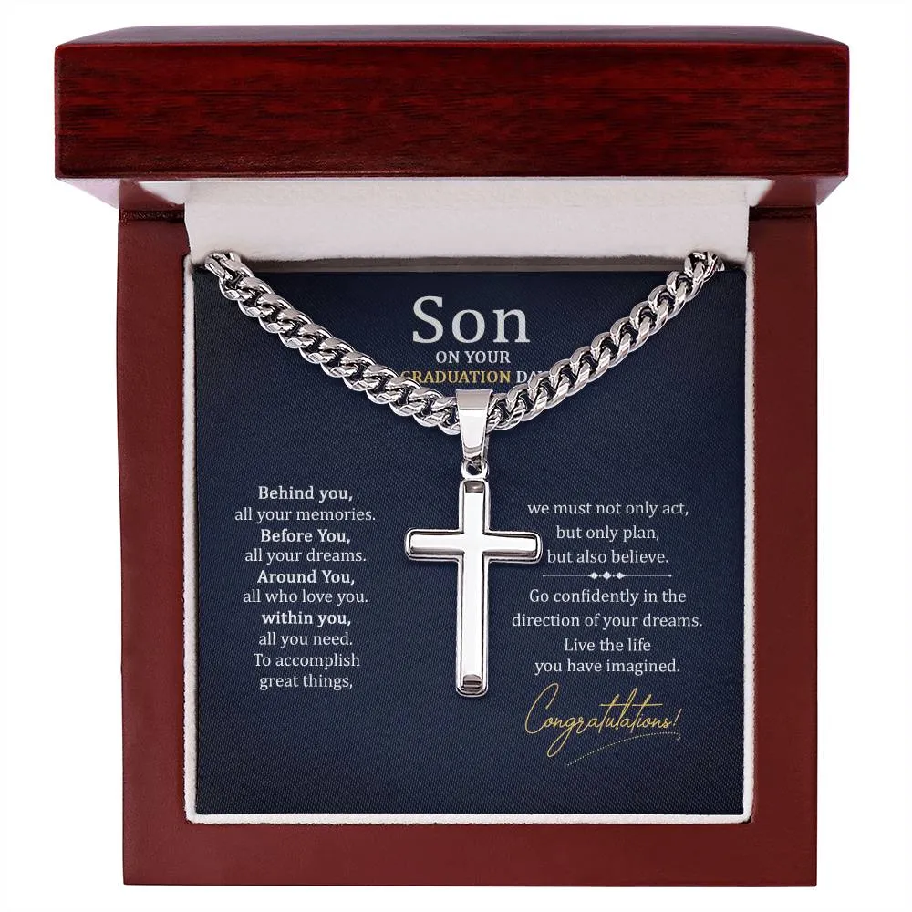 Graduation Gifts for Son from Mom - Graduation Gifts for Boys Cross Cuban Link Chain