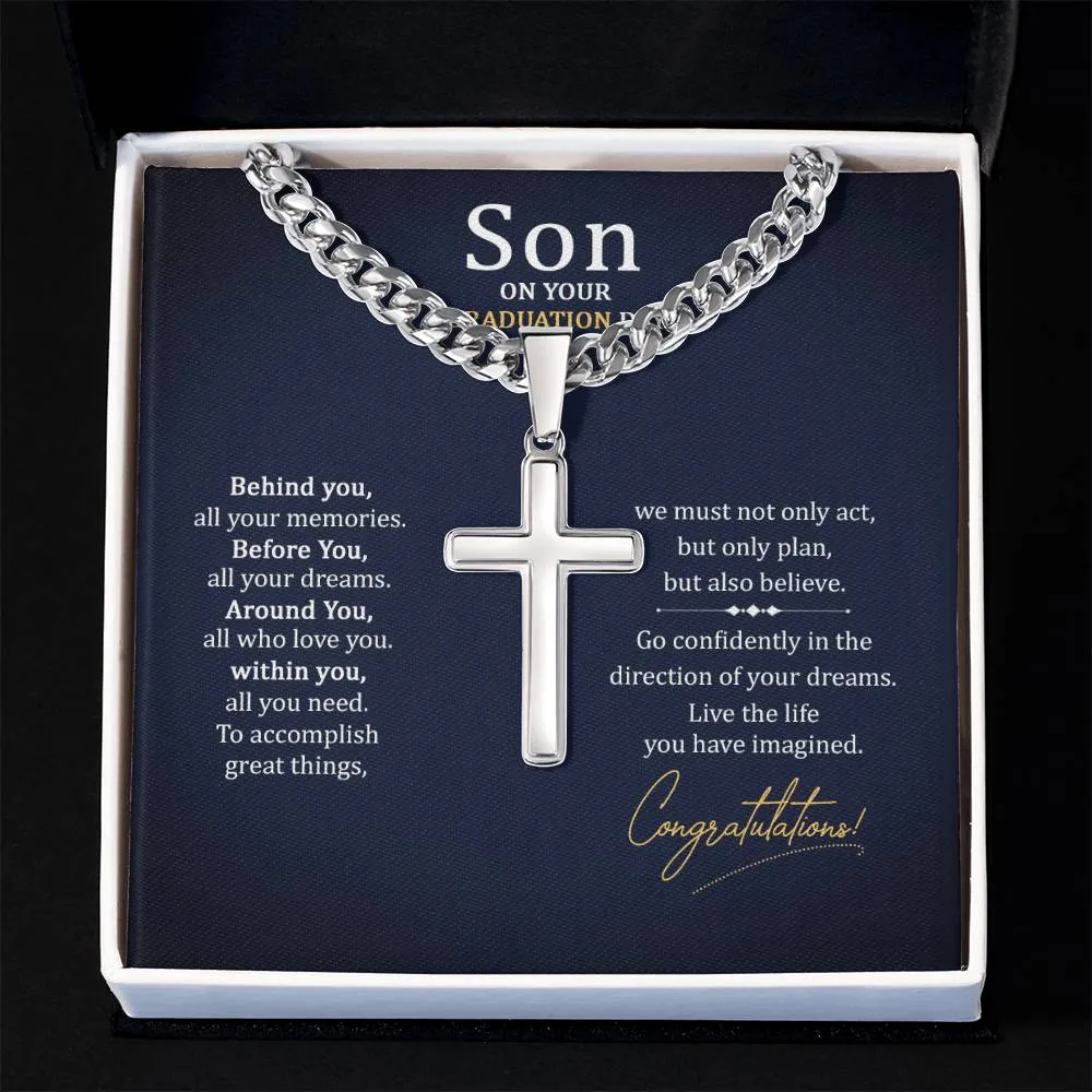 Graduation Gifts for Son from Mom - Graduation Gifts for Boys Cross Cuban Link Chain