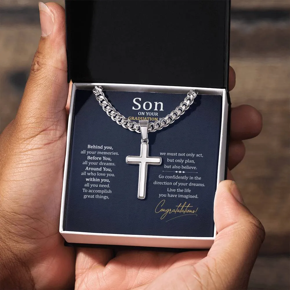 Graduation Gifts for Son from Mom - Graduation Gifts for Boys Cross Cuban Link Chain