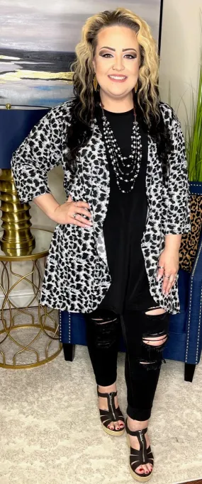 Grey and Black Leopard Cardigan